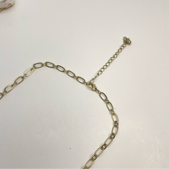 LARIAT Style Necklace 24” Gold Tone Striped Ring - Picture 5 of 8